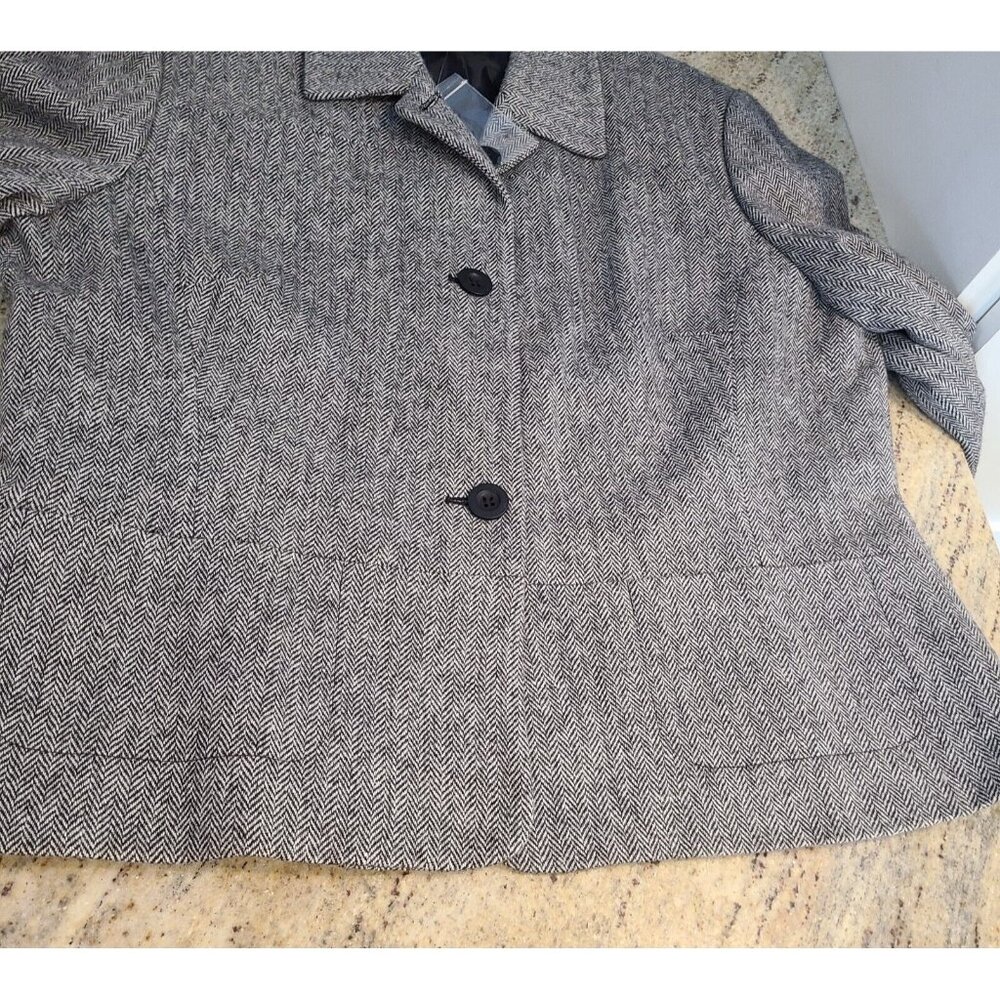 New?? JG Hook Black 2 Piece Blazer Sz 16 Maxi Skirt Suit Herringbone Wool Blend - Picture 6 of 16